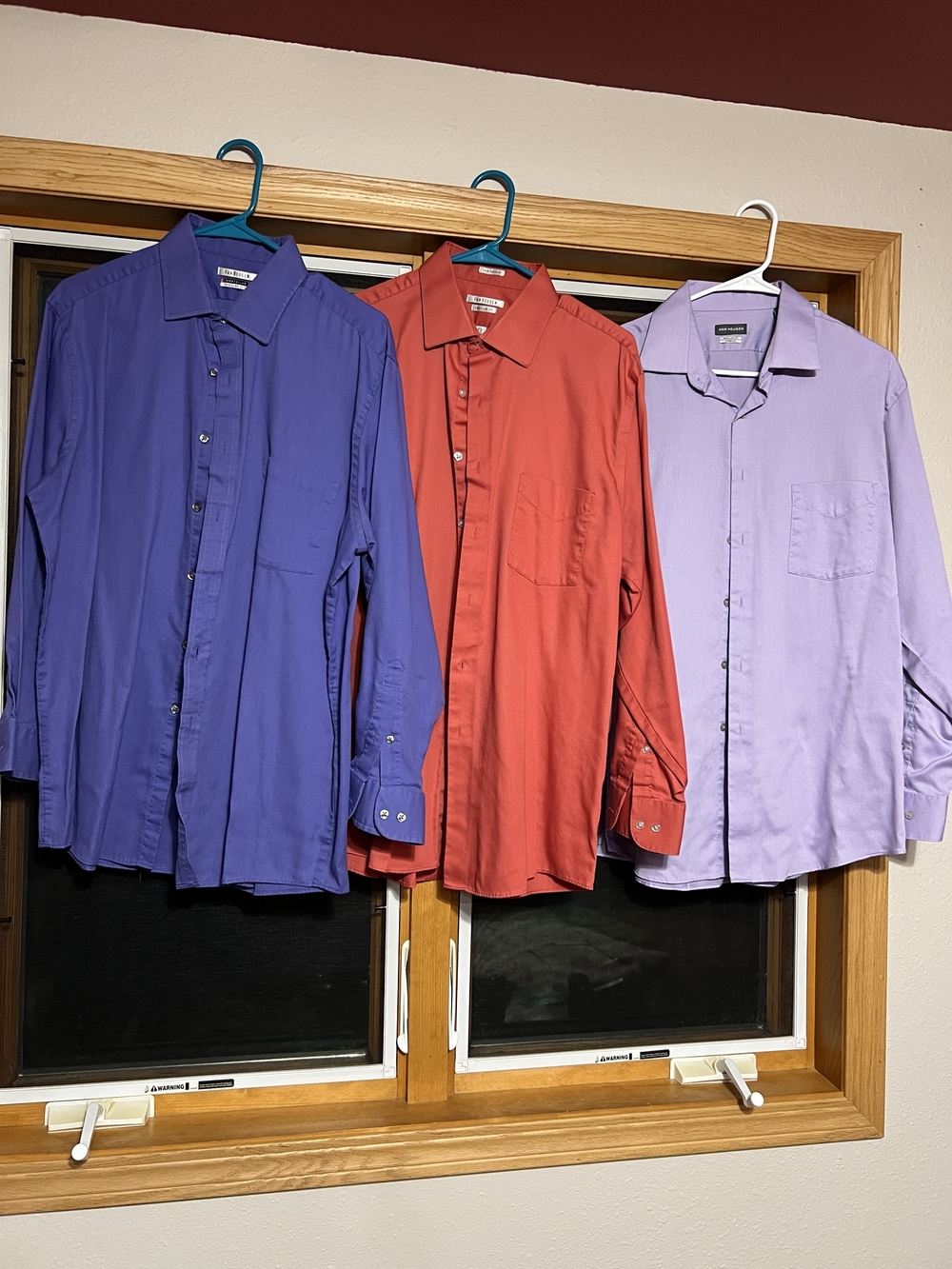 Van Heusen Men's Dress Shirt Trio - Blue, Red, Lavender